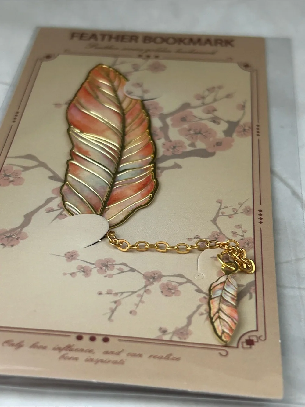 Feather Series Golden Metal Bookmark